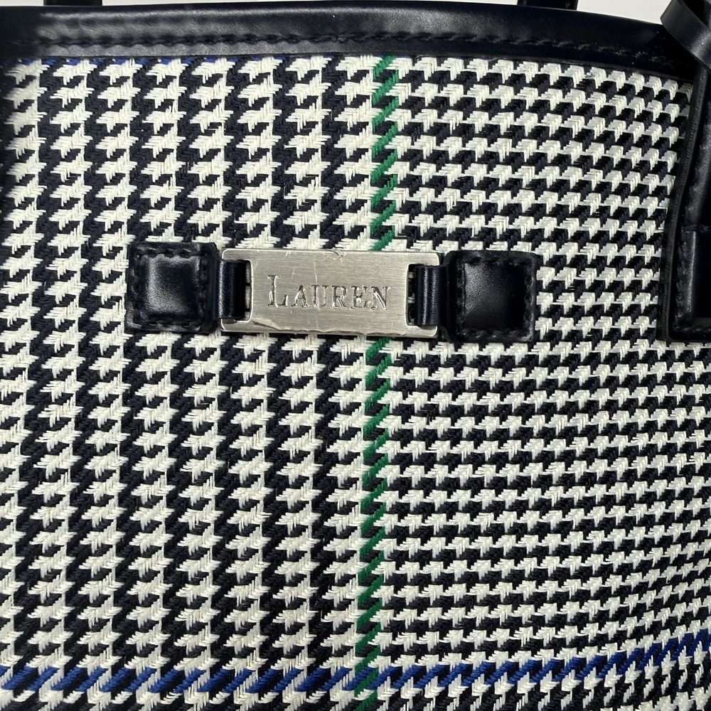 Vintage Lauren Ralph Lauren Houndstooth Mini Tote Bag Black/White Purse Handbag - Picture 3 of 11